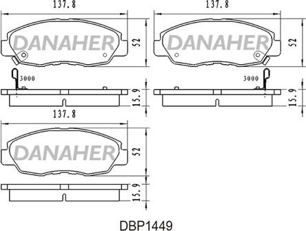 Danaher DBP1449 - Kit pastiglie freno, Freno a disco autozon.pro