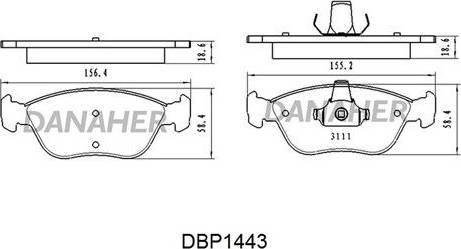 Danaher DBP1443 - Kit pastiglie freno, Freno a disco autozon.pro