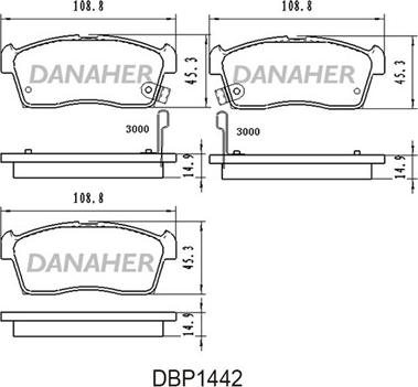 Danaher DBP1442 - Kit pastiglie freno, Freno a disco autozon.pro