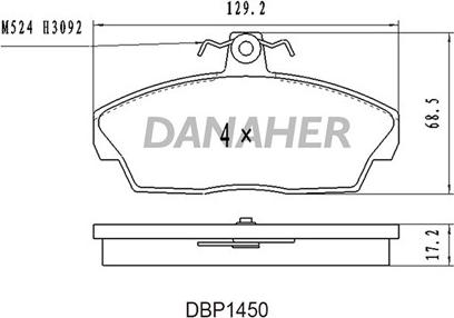 Danaher DBP1450 - Kit pastiglie freno, Freno a disco autozon.pro