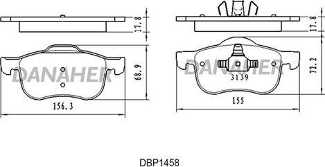 Danaher DBP1458 - Kit pastiglie freno, Freno a disco autozon.pro