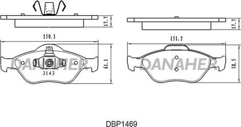 Danaher DBP1469 - Kit pastiglie freno, Freno a disco autozon.pro