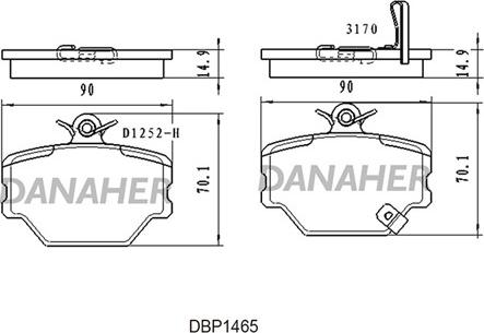 Danaher DBP1465 - Kit pastiglie freno, Freno a disco autozon.pro