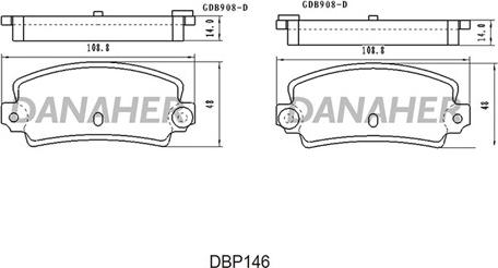 Danaher DBP146 - Kit pastiglie freno, Freno a disco autozon.pro