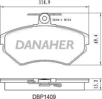 Danaher DBP1409 - Kit pastiglie freno, Freno a disco autozon.pro