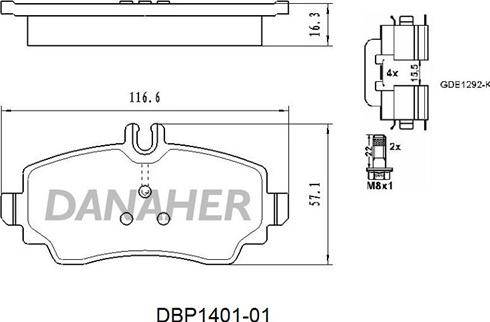 Danaher DBP1401-01 - Kit pastiglie freno, Freno a disco autozon.pro