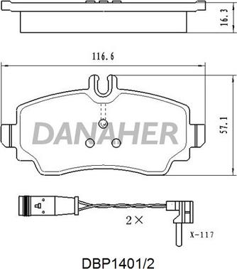 Danaher DBP1401/2 - Kit pastiglie freno, Freno a disco autozon.pro