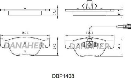 Danaher DBP1408 - Kit pastiglie freno, Freno a disco autozon.pro