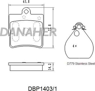 Danaher DBP1403/1 - Kit pastiglie freno, Freno a disco autozon.pro