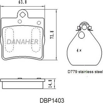 Danaher DBP1403 - Kit pastiglie freno, Freno a disco autozon.pro