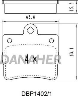 Danaher DBP1402/1 - Kit pastiglie freno, Freno a disco autozon.pro