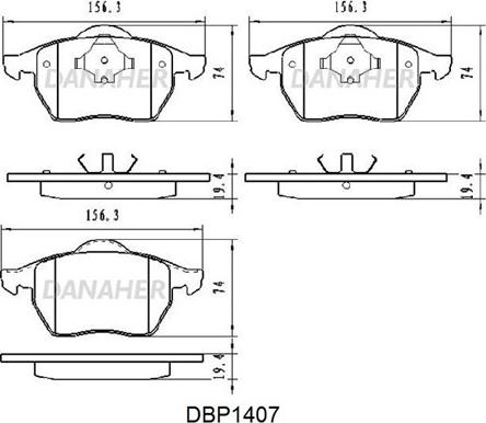 Danaher DBP1407 - Kit pastiglie freno, Freno a disco autozon.pro