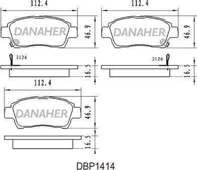 Danaher DBP1414 - Kit pastiglie freno, Freno a disco autozon.pro