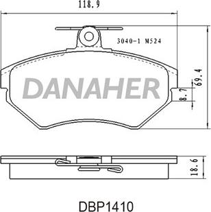 Danaher DBP1410 - Kit pastiglie freno, Freno a disco autozon.pro