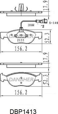 Danaher DBP1413 - Kit pastiglie freno, Freno a disco autozon.pro