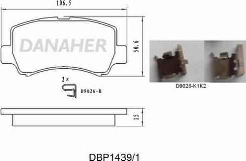 Danaher DBP1439/1 - Kit pastiglie freno, Freno a disco autozon.pro