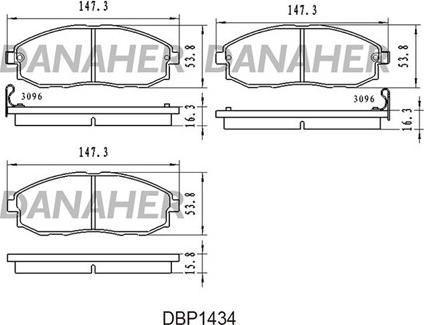 Danaher DBP1434 - Kit pastiglie freno, Freno a disco autozon.pro