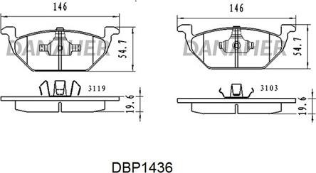 Danaher DBP1436 - Kit pastiglie freno, Freno a disco autozon.pro