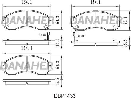 Danaher DBP1433 - Kit pastiglie freno, Freno a disco autozon.pro