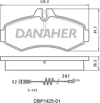 Danaher DBP1425-01 - Kit pastiglie freno, Freno a disco autozon.pro