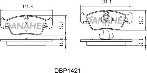 Danaher DBP1421 - Kit pastiglie freno, Freno a disco autozon.pro