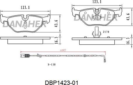 Danaher DBP1423-01 - Kit pastiglie freno, Freno a disco autozon.pro