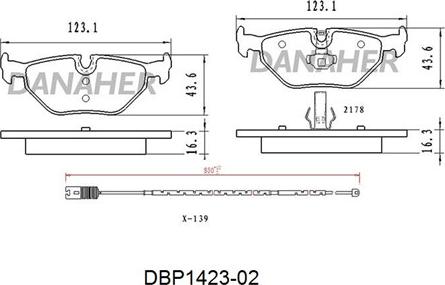 Danaher DBP1423-02 - Kit pastiglie freno, Freno a disco autozon.pro