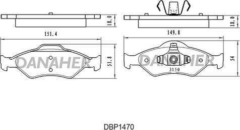 Danaher DBP1470 - Kit pastiglie freno, Freno a disco autozon.pro