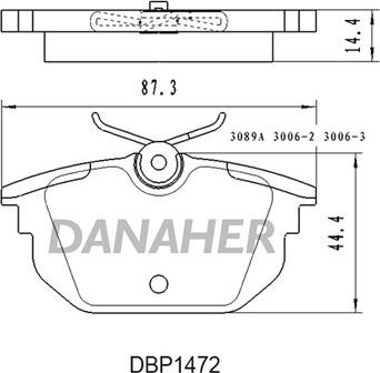 Danaher DBP1472 - Kit pastiglie freno, Freno a disco autozon.pro