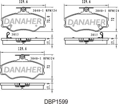 Danaher DBP1599 - Kit pastiglie freno, Freno a disco autozon.pro