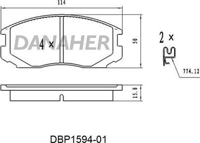 Danaher DBP1594-01 - Kit pastiglie freno, Freno a disco autozon.pro