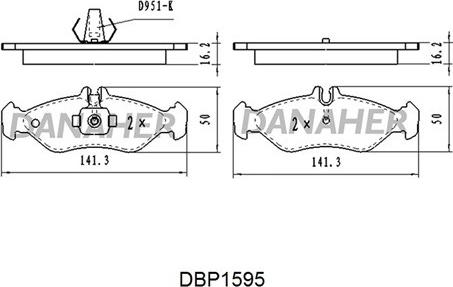 Danaher DBP1595 - Kit pastiglie freno, Freno a disco autozon.pro