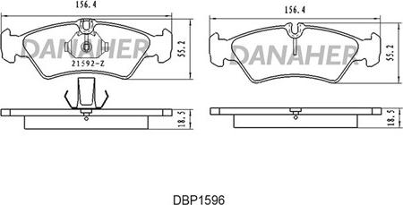 Danaher DBP1596 - Kit pastiglie freno, Freno a disco autozon.pro