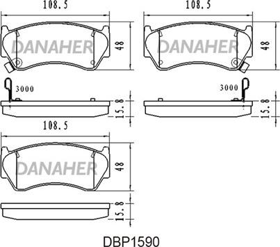 Danaher DBP1590 - Kit pastiglie freno, Freno a disco autozon.pro