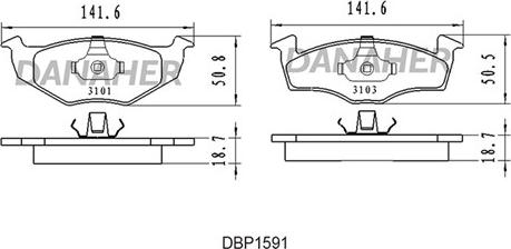 Danaher DBP1591 - Kit pastiglie freno, Freno a disco autozon.pro