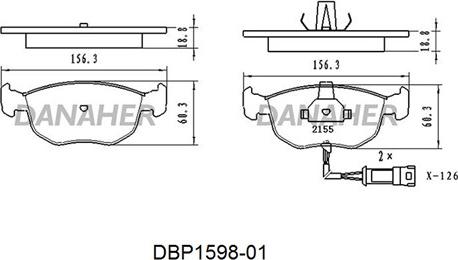 Danaher DBP1598-01 - Kit pastiglie freno, Freno a disco autozon.pro