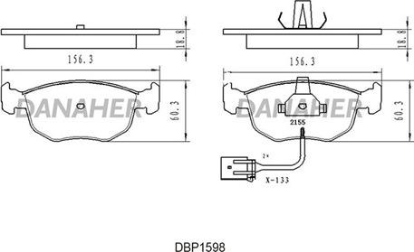 Danaher DBP1598 - Kit pastiglie freno, Freno a disco autozon.pro