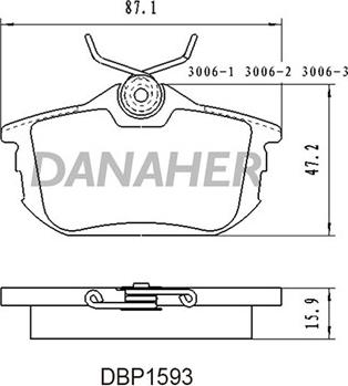 Danaher DBP1593 - Kit pastiglie freno, Freno a disco autozon.pro