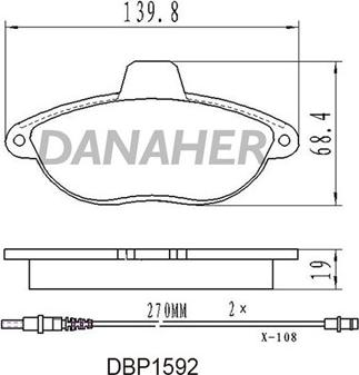 Danaher DBP1592 - Kit pastiglie freno, Freno a disco autozon.pro