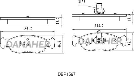 Danaher DBP1597 - Kit pastiglie freno, Freno a disco autozon.pro