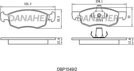 Danaher DBP1549/2 - Kit pastiglie freno, Freno a disco autozon.pro