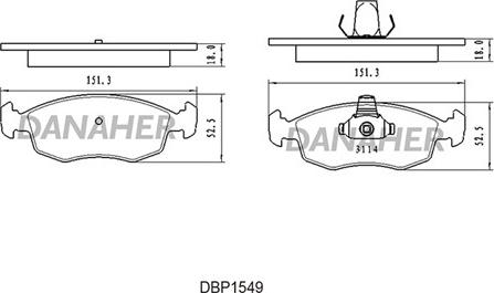 Danaher DBP1549 - Kit pastiglie freno, Freno a disco autozon.pro