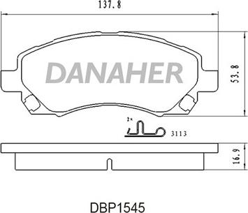 Danaher DBP1545 - Kit pastiglie freno, Freno a disco autozon.pro