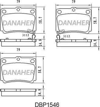 Danaher DBP1546 - Kit pastiglie freno, Freno a disco autozon.pro