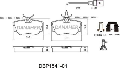 Danaher DBP1541-01 - Kit pastiglie freno, Freno a disco autozon.pro