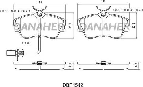 Danaher DBP1542 - Kit pastiglie freno, Freno a disco autozon.pro