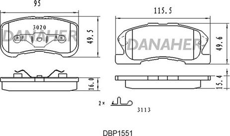 Danaher DBP155/1 - Kit pastiglie freno, Freno a disco autozon.pro