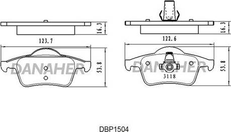 Danaher DBP1504 - Kit pastiglie freno, Freno a disco autozon.pro