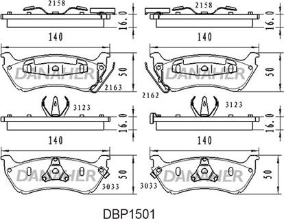 Danaher DBP1501 - Kit pastiglie freno, Freno a disco autozon.pro