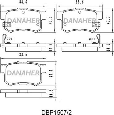 Danaher DBP1507/2 - Kit pastiglie freno, Freno a disco autozon.pro